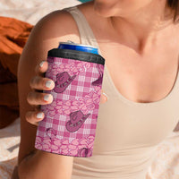 Pink Palaka Hawaii Cowboy 4 in 1 Can Cooler Tumbler Puakenikeni Lei Paniolo Papale Seamless Vibes - Polynesian Pride