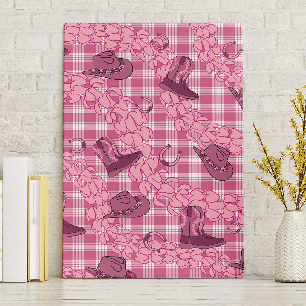 Pink Palaka Hawaii Cowboy Canvas Wall Art Puakenikeni Lei Paniolo Papale Seamless Vibes - Polynesian Pride