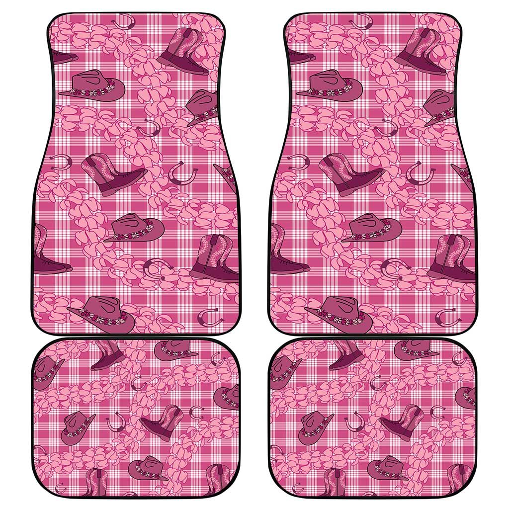 Pink Palaka Hawaii Cowboy Car Mats Puakenikeni Lei Paniolo Papale Seamless Vibes - Polynesian Pride