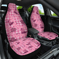 Pink Palaka Hawaii Cowboy Car Seat Cover Puakenikeni Lei Paniolo Papale Seamless Vibes - Polynesian Pride