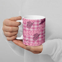 Pink Palaka Hawaii Cowboy Ceramic Mug Puakenikeni Lei Paniolo Papale Seamless Vibes - Polynesian Pride