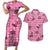 Pink Palaka Hawaii Cowboy Couples Matching Short Sleeve Bodycon Dress and Hawaiian Shirt Puakenikeni Lei Paniolo Papale Seamless Vibes - Polynesian Pride