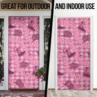 Pink Palaka Hawaii Cowboy Door Cover Puakenikeni Lei Paniolo Papale Seamless Vibes - Polynesian Pride