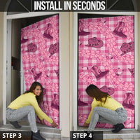 Pink Palaka Hawaii Cowboy Door Cover Puakenikeni Lei Paniolo Papale Seamless Vibes - Polynesian Pride