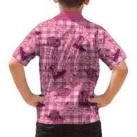 Pink Palaka Hawaii Cowboy Family Matching Puletasi and Hawaiian Shirt Puakenikeni Lei Paniolo Papale Seamless Vibes - Polynesian Pride