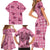 Pink Palaka Hawaii Cowboy Family Matching Short Sleeve Bodycon Dress and Hawaiian Shirt Puakenikeni Lei Paniolo Papale Seamless Vibes - Polynesian Pride