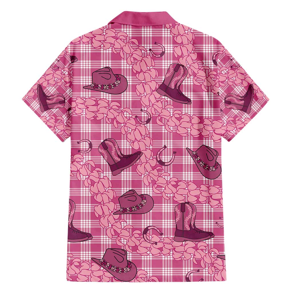 Pink Palaka Hawaii Cowboy Family Matching Summer Maxi Dress and Hawaiian Shirt Puakenikeni Lei Paniolo Papale Seamless Vibes - Polynesian Pride