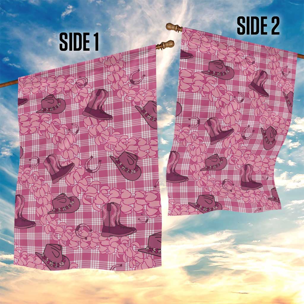 Pink Palaka Hawaii Cowboy Garden Flag Puakenikeni Lei Paniolo Papale Seamless Vibes - Polynesian Pride