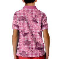 Pink Palaka Hawaii Cowboy Kid Polo Shirt Puakenikeni Lei Paniolo Papale Seamless Vibes - Polynesian Pride