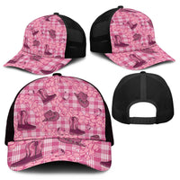 Pink Palaka Hawaii Cowboy Mesh Trucker Cap Puakenikeni Lei Paniolo Papale Seamless Vibes - Polynesian Pride