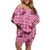 Pink Palaka Hawaii Cowboy Off Shoulder Short Dress Puakenikeni Lei Paniolo Papale Seamless Vibes - Polynesian Pride