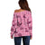 Pink Palaka Hawaii Cowboy Off Shoulder Sweater Puakenikeni Lei Paniolo Papale Seamless Vibes - Polynesian Pride