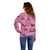 Pink Palaka Hawaii Cowboy Off Shoulder Sweater Puakenikeni Lei Paniolo Papale Seamless Vibes - Polynesian Pride