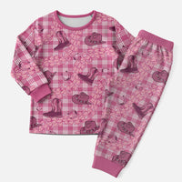 Pink Palaka Hawaii Cowboy Christmas Pajama Set Puakenikeni Lei Paniolo Papale Seamless Vibes - Polynesian Pride