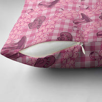 Pink Palaka Hawaii Cowboy Pillow Cover Puakenikeni Lei Paniolo Papale Seamless Vibes - Polynesian Pride