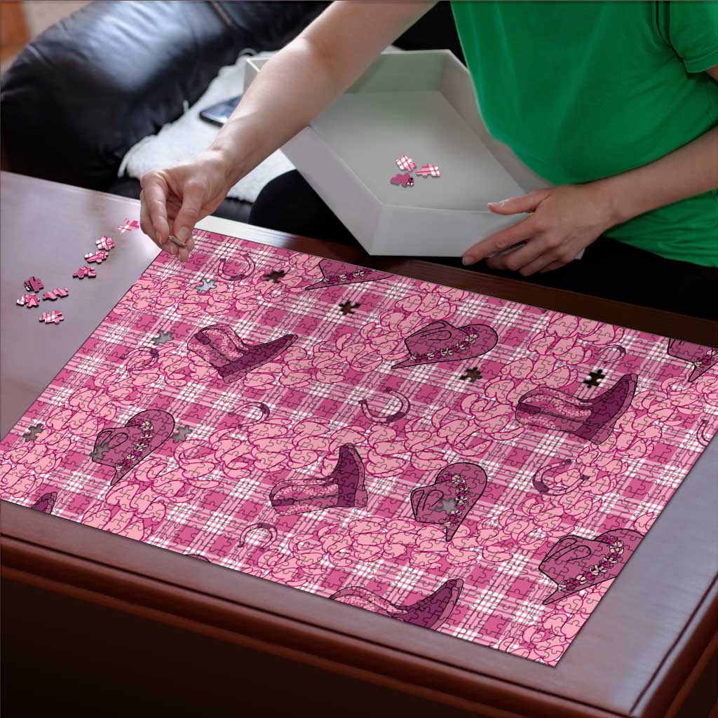 Pink Palaka Hawaii Cowboy Puzzle Puakenikeni Lei Paniolo Papale Seamless Vibes - Polynesian Pride