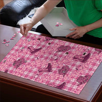 Pink Palaka Hawaii Cowboy Puzzle Puakenikeni Lei Paniolo Papale Seamless Vibes - Polynesian Pride