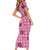 Pink Palaka Hawaii Cowboy Short Sleeve Bodycon Dress Puakenikeni Lei Paniolo Papale Seamless Vibes - Polynesian Pride