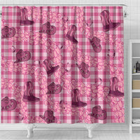 Pink Palaka Hawaii Cowboy Shower Curtain Puakenikeni Lei Paniolo Papale Seamless Vibes - Polynesian Pride