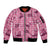 Pink Palaka Hawaii Cowboy Sleeve Zip Bomber Jacket Puakenikeni Lei Paniolo Papale Seamless Vibes - Polynesian Pride