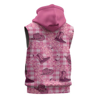 Pink Palaka Hawaii Cowboy Sleeveless Hoodie Puakenikeni Lei Paniolo Papale Seamless Vibes - Polynesian Pride
