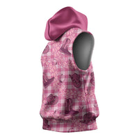 Pink Palaka Hawaii Cowboy Sleeveless Hoodie Puakenikeni Lei Paniolo Papale Seamless Vibes - Polynesian Pride