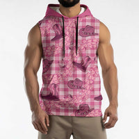 Pink Palaka Hawaii Cowboy Sleeveless Hoodie Puakenikeni Lei Paniolo Papale Seamless Vibes - Polynesian Pride