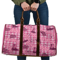 Pink Palaka Hawaii Cowboy Travel Bag Puakenikeni Lei Paniolo Papale Seamless Vibes - Polynesian Pride
