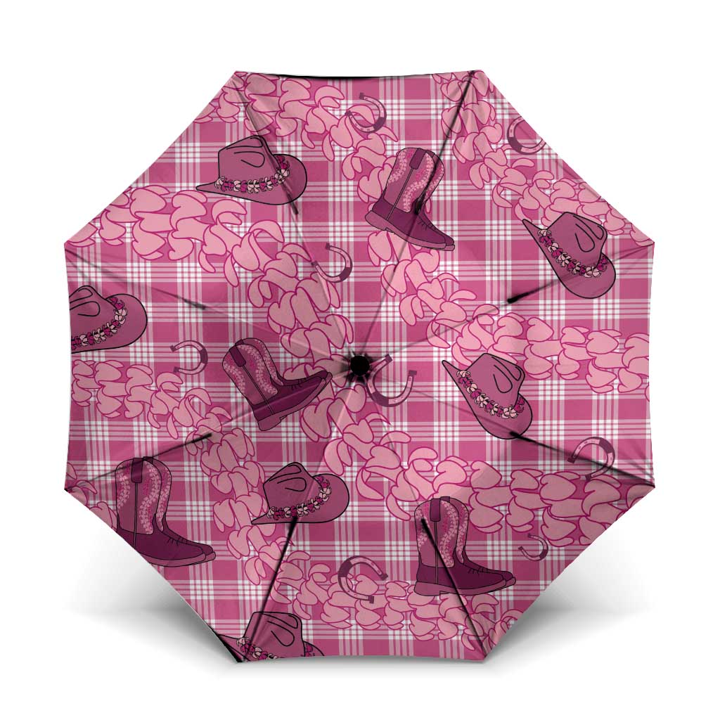 Pink Palaka Hawaii Cowboy Umbrella Puakenikeni Lei Paniolo Papale Seamless Vibes - Polynesian Pride