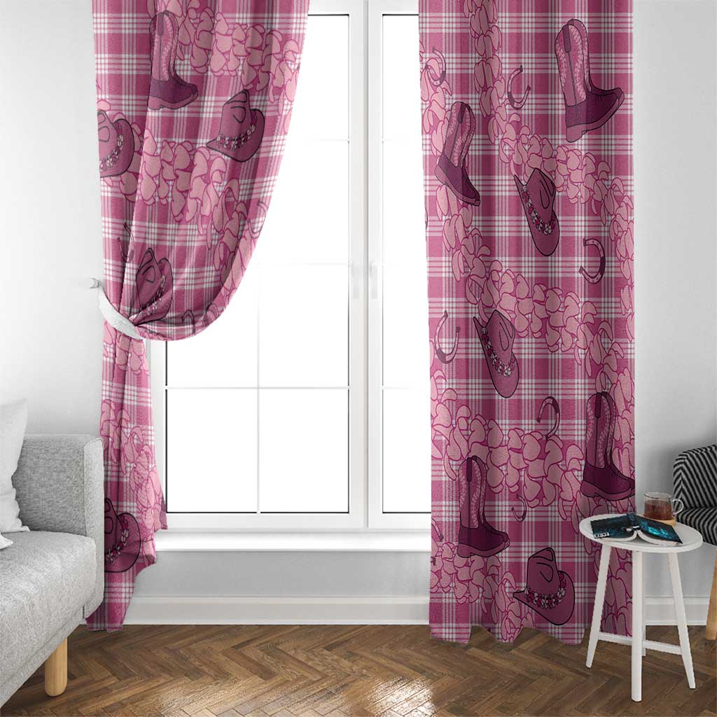 Pink Palaka Hawaii Cowboy Window Curtain Puakenikeni Lei Paniolo Papale Seamless Vibes - Polynesian Pride