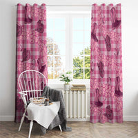 Pink Palaka Hawaii Cowboy Window Curtain Puakenikeni Lei Paniolo Papale Seamless Vibes - Polynesian Pride