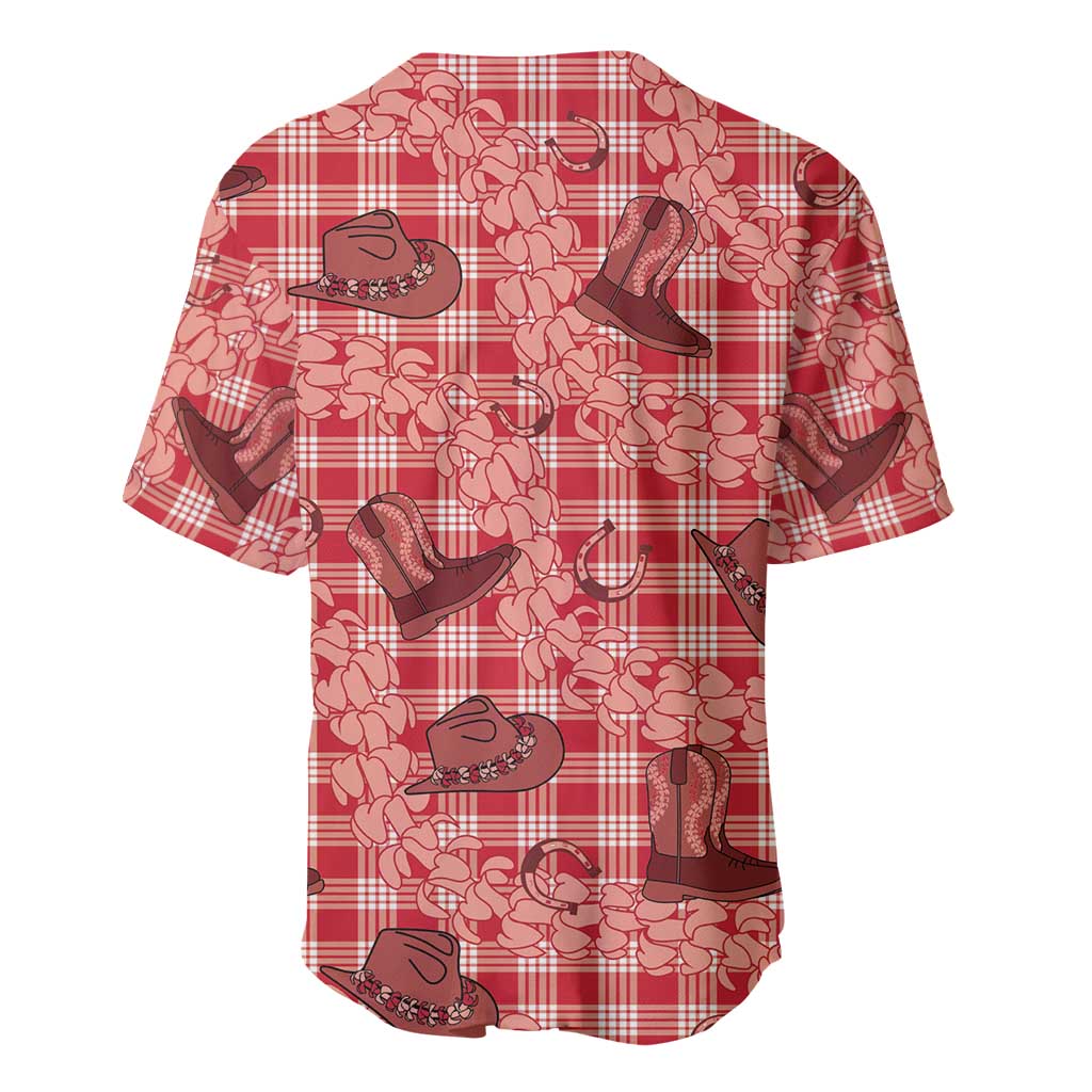Red Palaka Hawaii Cowboy Baseball Jersey Puakenikeni Lei Paniolo Papale Seamless Vibes - Polynesian Pride