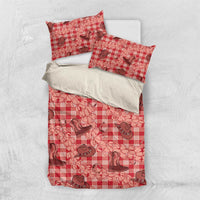 Red Palaka Hawaii Cowboy Bedding Set Puakenikeni Lei Paniolo Papale Seamless Vibes - Polynesian Pride