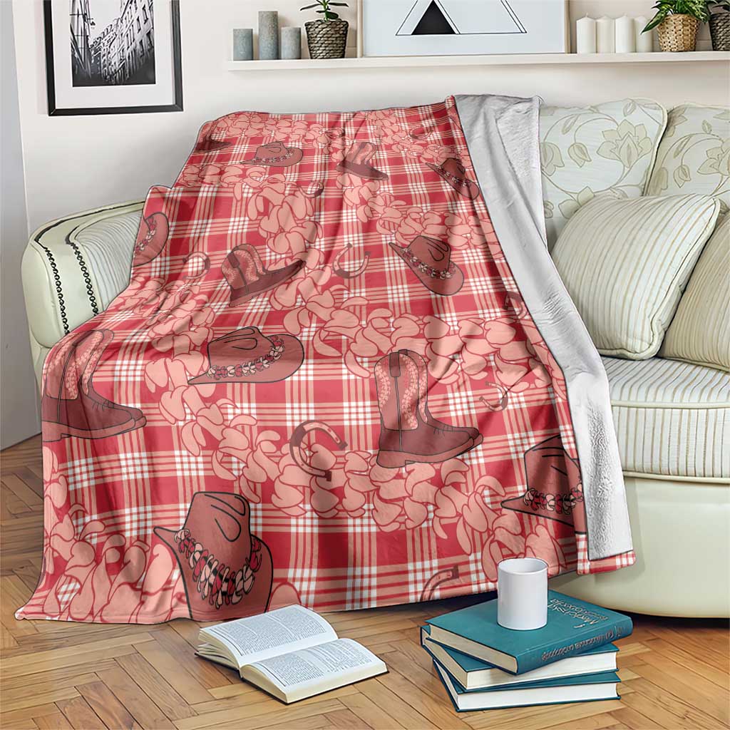 Red Palaka Hawaii Cowboy Blanket Puakenikeni Lei Paniolo Papale Seamless Vibes - Polynesian Pride