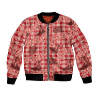 Red Palaka Hawaii Cowboy Bomber Jacket Puakenikeni Lei Paniolo Papale Seamless Vibes LT14 Unisex Red - Polynesian Pride