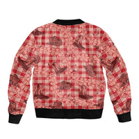 Red Palaka Hawaii Cowboy Bomber Jacket Puakenikeni Lei Paniolo Papale Seamless Vibes LT14 - Polynesian Pride