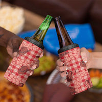 Red Palaka Hawaii Cowboy 4 in 1 Can Cooler Tumbler Puakenikeni Lei Paniolo Papale Seamless Vibes - Polynesian Pride