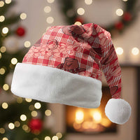 Red Palaka Hawaii Cowboy Christmas Santa Hat Puakenikeni Lei Paniolo Papale Seamless Vibes - Polynesian Pride