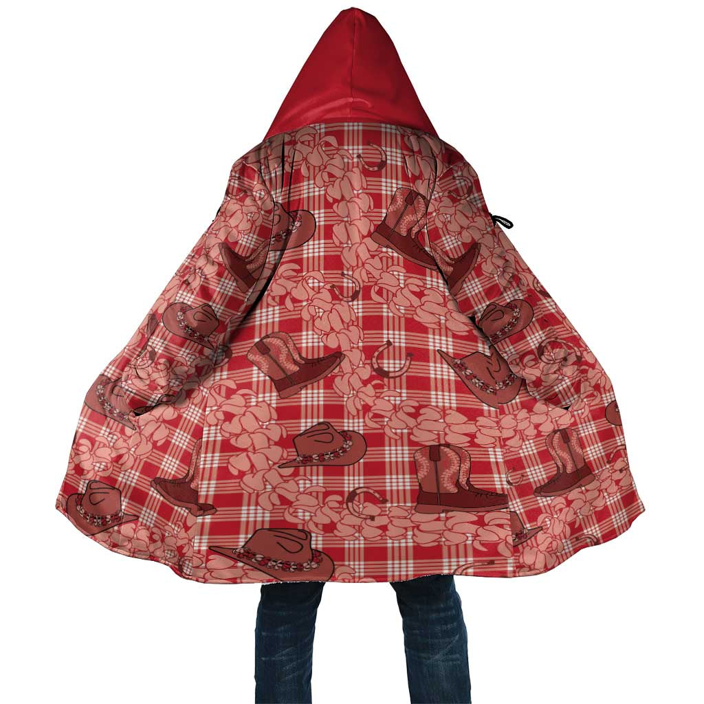Red Palaka Hawaii Cowboy Cloak Puakenikeni Lei Paniolo Papale Seamless Vibes - Polynesian Pride