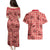 Red Palaka Hawaii Cowboy Couples Matching Puletasi and Hawaiian Shirt Puakenikeni Lei Paniolo Papale Seamless Vibes - Polynesian Pride
