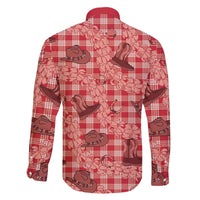 Red Palaka Hawaii Cowboy Family Matching Off The Shoulder Long Sleeve Dress and Hawaiian Shirt Puakenikeni Lei Paniolo Papale Seamless Vibes - Polynesian Pride
