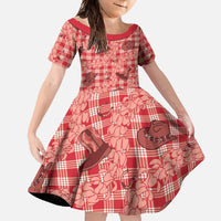 Red Palaka Hawaii Cowboy Family Matching Summer Maxi Dress and Hawaiian Shirt Puakenikeni Lei Paniolo Papale Seamless Vibes - Polynesian Pride