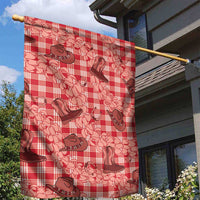 Red Palaka Hawaii Cowboy Garden Flag Puakenikeni Lei Paniolo Papale Seamless Vibes - Polynesian Pride