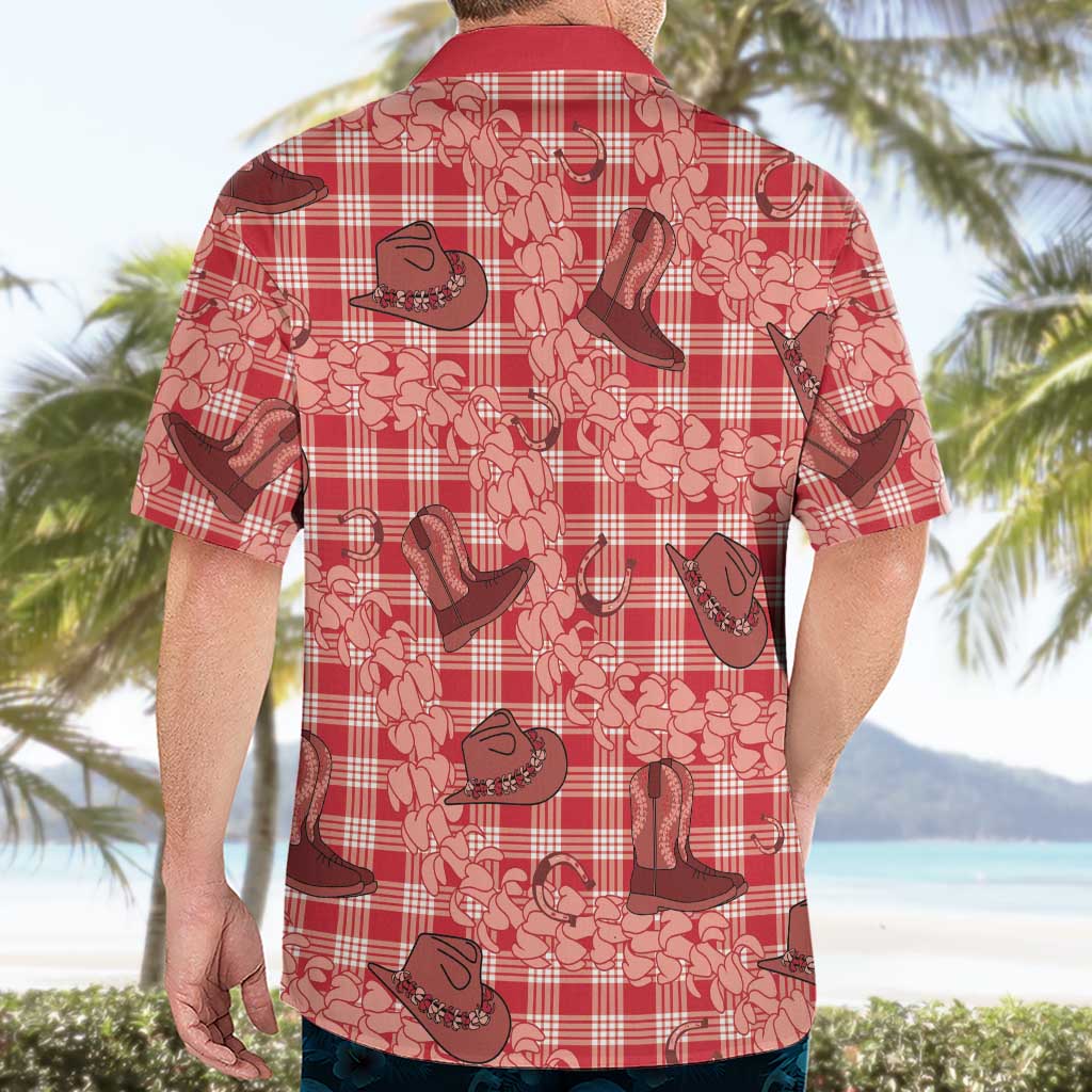 Red Palaka Hawaii Cowboy Hawaiian Shirt Puakenikeni Lei Paniolo Papale Seamless Vibes - Polynesian Pride