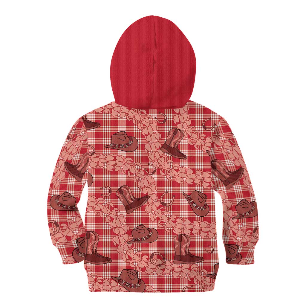 Red Palaka Hawaii Cowboy Kid Hoodie Puakenikeni Lei Paniolo Papale Seamless Vibes - Polynesian Pride