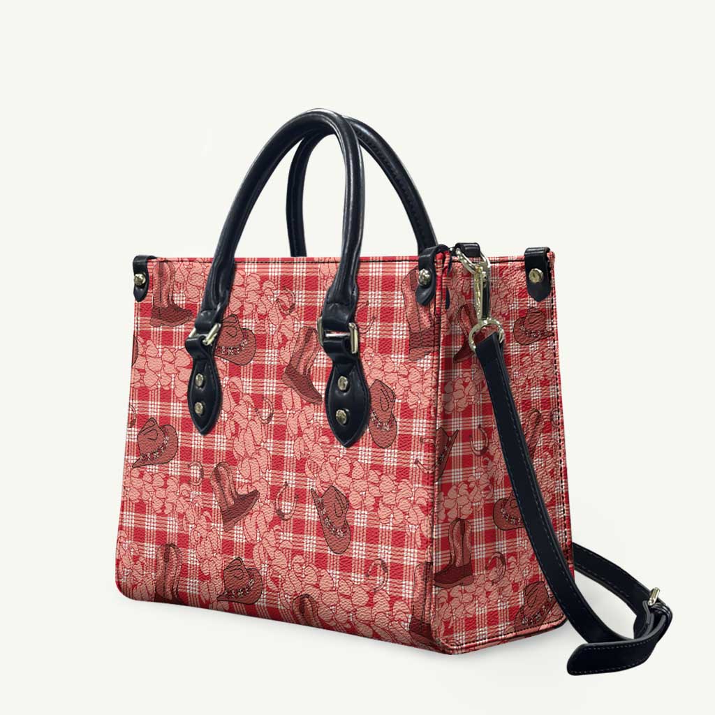 Red Palaka Hawaii Cowboy Leather Bag Puakenikeni Lei Paniolo Papale Seamless Vibes - Polynesian Pride