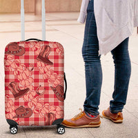 Red Palaka Hawaii Cowboy Luggage Cover Puakenikeni Lei Paniolo Papale Seamless Vibes - Polynesian Pride