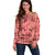 Red Palaka Hawaii Cowboy Off Shoulder Sweater Puakenikeni Lei Paniolo Papale Seamless Vibes - Polynesian Pride