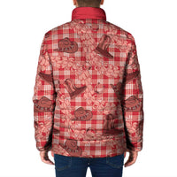 Red Palaka Hawaii Cowboy Padded Jacket Puakenikeni Lei Paniolo Papale Seamless Vibes LT14 - Polynesian Pride