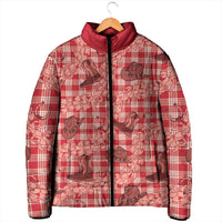 Red Palaka Hawaii Cowboy Padded Jacket Puakenikeni Lei Paniolo Papale Seamless Vibes LT14 - Polynesian Pride